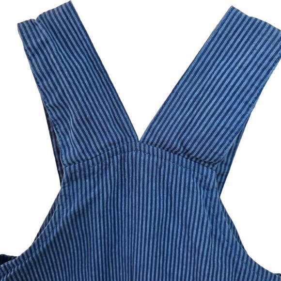 90s Poo Bear Blue Stripe Denim Overalls Button Closure Unisex Baby Large 6-9M - Picture 5 of 8